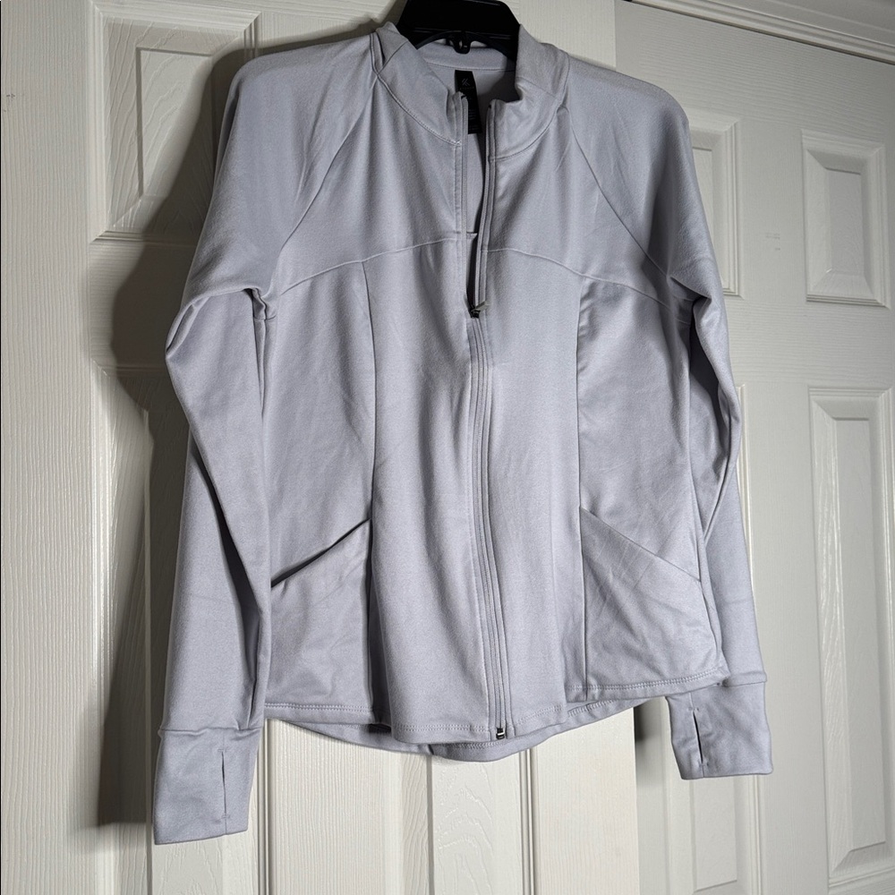 Kyodan Active Pullover Long Sleeve Women's L Gray full Zip Mock Collar Base Lay